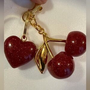 Elegant Gold and Red Cherry Pendant